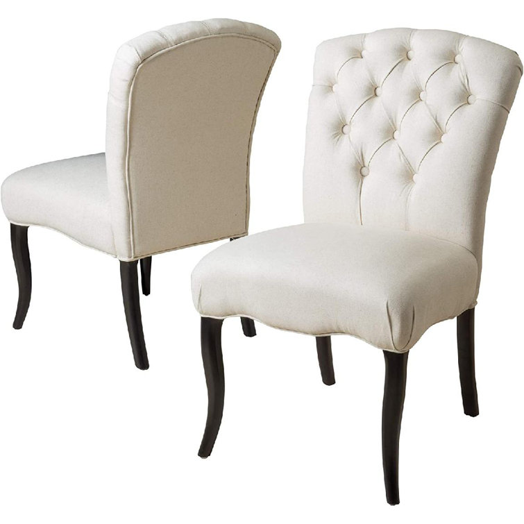 Red Barrel Studio® Tufted Fabric Parsons Chair in Linen Wayfair